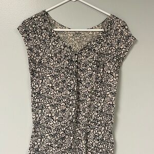 LOFT Black and White Patterned Blouse